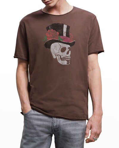 Shop John Varvatos Men's Skull Top Hat T-shirt In Mocha