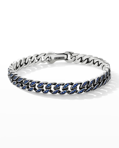 Shop David Yurman Men's 8mm Curb Chain Bracelet With Sapphires And Silver