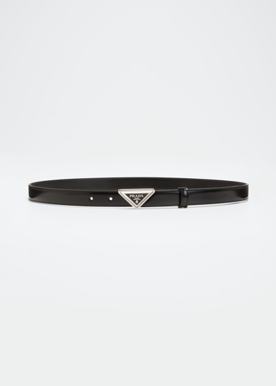 Prada Logo-buckle Saffiano Leather Belt In Black | ModeSens