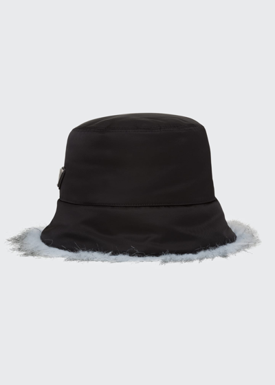 Prada Aspen Re-nylon Faux-fur Bucket Hat In F0eil Nero Astro | ModeSens