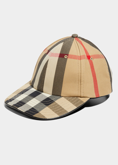 Shop Burberry Giant Check Canvas Baseball Cap In Beige