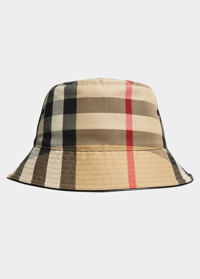 Shop Burberry Giant Check Canvas Bucket Hat In Beige