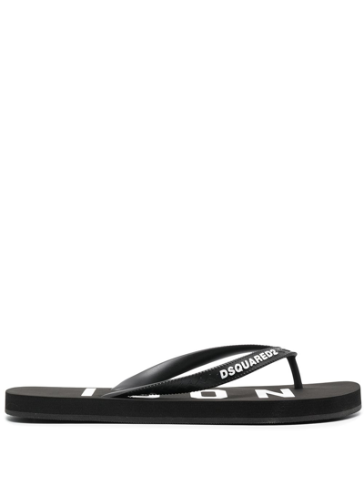 Shop Dsquared2 Be Icon Flip Flops In Black