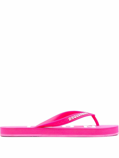 Shop Dsquared2 Be Icon Flip Flops In Fucsia