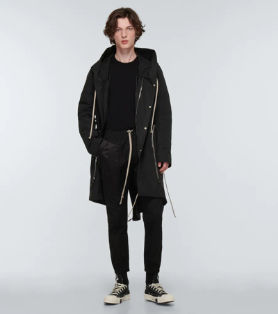 Shop Rick Owens Technical Hooded Coat In Black