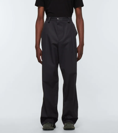 Shop Balenciaga Wide-leg Cotton Pants In Black