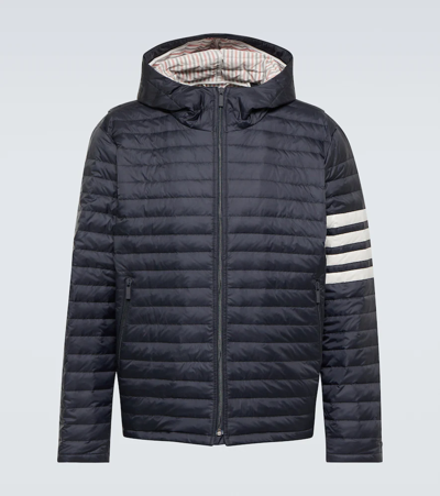 Shop Thom Browne Hooded Technical Jacket In Navy