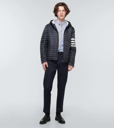 Shop Thom Browne Hooded Technical Jacket In Navy