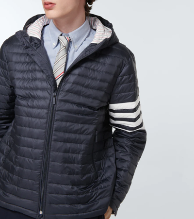 Shop Thom Browne Hooded Technical Jacket In Navy
