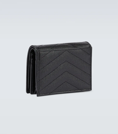 Saint Laurent Grained Leather Wallet In Nero/nero