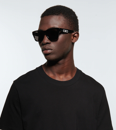 Dior B23 S1i Square Sunglasses In Shiny Black / Smoke