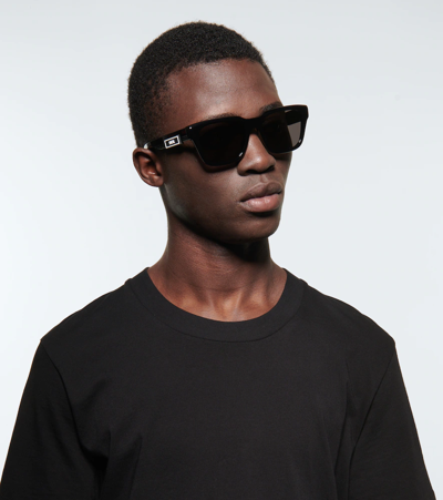 Dior B23 S1i Square Sunglasses In Shiny Black / Smoke