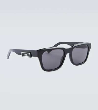Dior B23 S1i Square Sunglasses In Shiny Black / Smoke