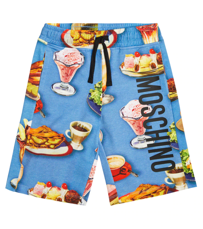 Shop Moschino Printed Jersey Shorts In Azure Ice Cream