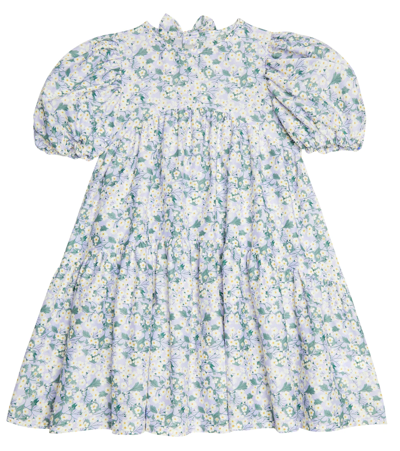 Il Gufo Floral Cotton Dress In Lilac
