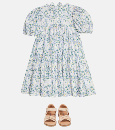 Il Gufo Floral Cotton Dress In Lilac