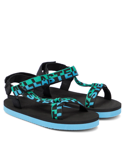 Shop Stella Mccartney Logo Sandals In Azzurro/verde