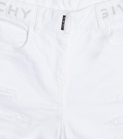 Shop Givenchy Logo Denim Shorts In White