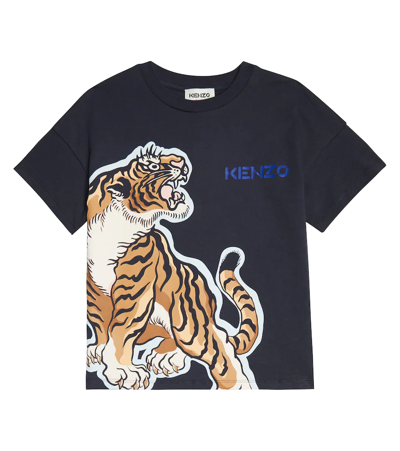Shop Kenzo Printed Cotton Jersey T-shirt In Charcoal Grey
