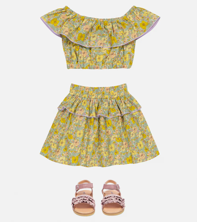 Shop Paade Mode Bella Floral Cotton Skirt In Bella Yellow