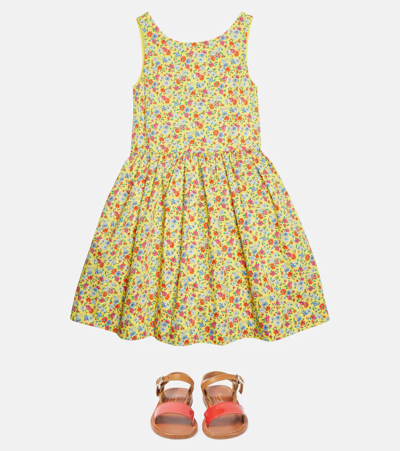 Shop Polo Ralph Lauren Floral Cotton Dress In Yellow Multi