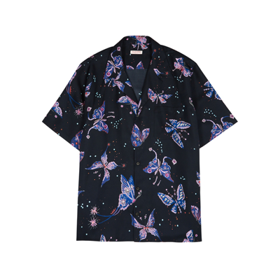Shop Valentino Butterfly-print Silk-twill Shirt In Multicoloured