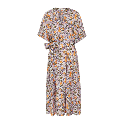 Shop Vince Wisteria Vine Floral-print Midi Dress In Multicoloured