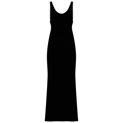 Shop Saint Laurent Black Cut-out Velvet Dress