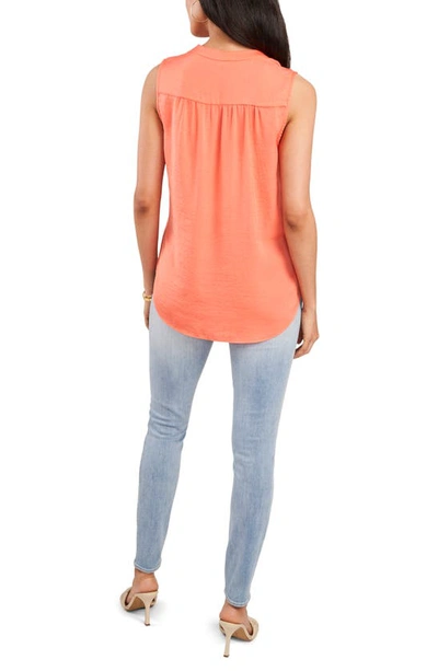 Shop Vince Camuto Rumpled Satin Blouse In Bright Coral Orange