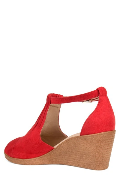 Journee Collection Womens Kedzie Medium And Wide Width Buckle Open Toe Wedge In Red