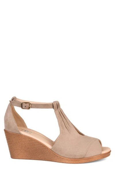Journee Collection Kedzie Womens Faux Suede Ankle Strap Wedges In Taupe