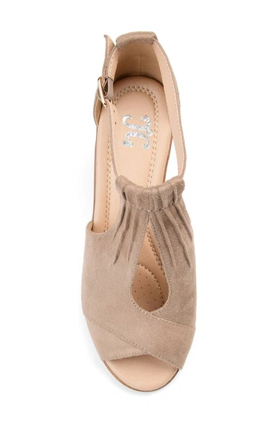 Journee Collection Kedzie Womens Faux Suede Ankle Strap Wedges In Taupe