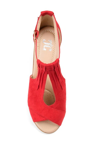 Journee Collection Womens Kedzie Medium And Wide Width Buckle Open Toe Wedge In Red