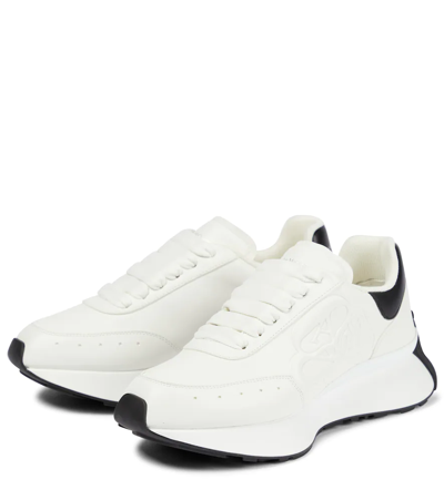 Shop Alexander Mcqueen Sprint Leather Sneakers In White/black