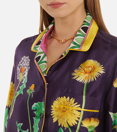 Shop Dolce & Gabbana Printed Oversized Silk Twill Shirt In Fiori Di Prato Fdo.v