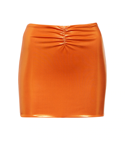 Shop Alessandra Rich Metallic Miniskirt In Orange