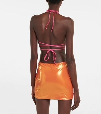 Shop Alessandra Rich Metallic Miniskirt In Orange