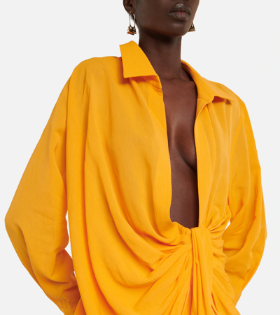 Shop Jacquemus La Robe Bahia Gathered Minidress In Orange