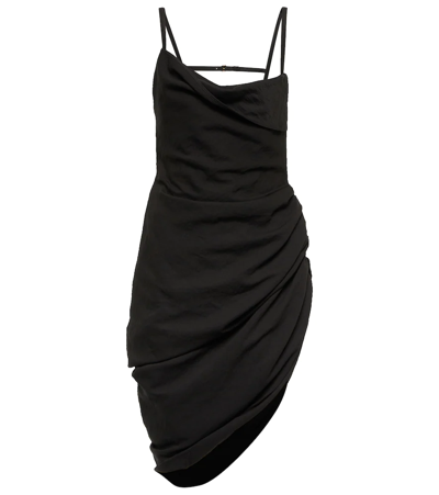 Shop Jacquemus La Robe Saudade Asymmetric Minidress In Black
