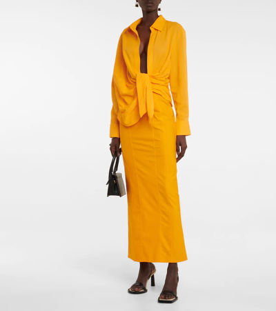 Shop Jacquemus La Chemise Bahia Tie-detail Shirt In Orange