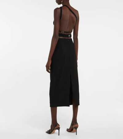 Shop Jacquemus La Maille Ascu Linen-blend Crop Top In Black