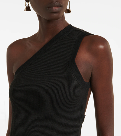 Shop Jacquemus La Maille Ascu Linen-blend Crop Top In Black