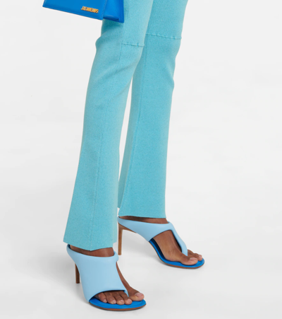 Shop Jacquemus Le Pantalon Baunhila Knit Pants In Turquoise