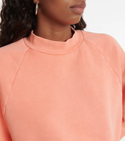 Shop Les Tien Cotton Fleece Mockneck Sweatshirt In Washed Cantaloup