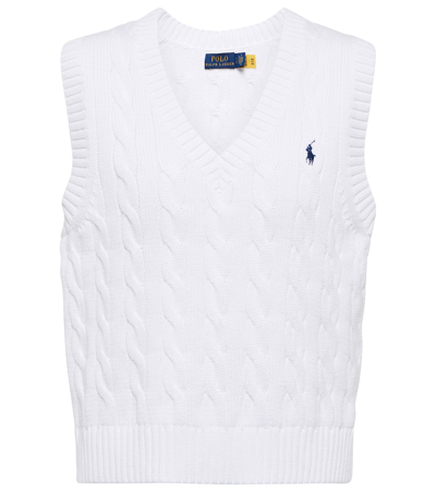 Polo Ralph Lauren Polo Pony Cable Knit Sleeveless Vest In White | ModeSens