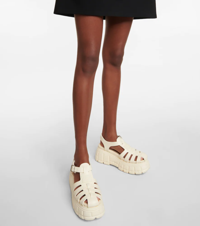 Miu Miu Fisherman Platform Sandals In Avorio