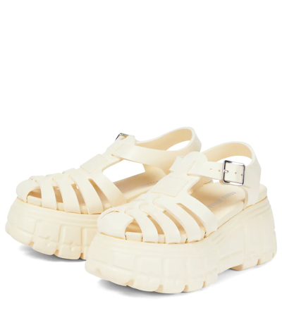 Miu Miu Fisherman Platform Sandals In Avorio