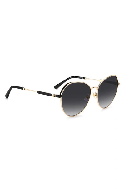 Shop Kate Spade Octavia 59mm Gradient Round Sunglasses In Gold Black / Grey Shaded