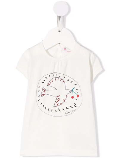 Shop Bonpoint Bird-print T-shirt In White