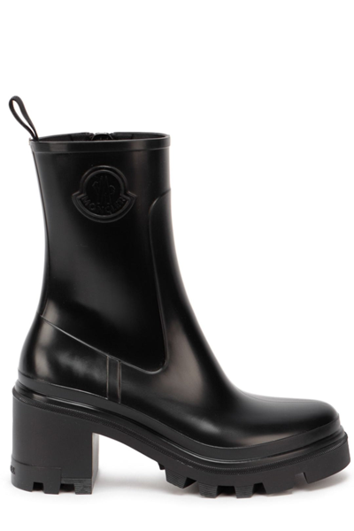 Shop Moncler Logo Embossed Chelsea Boots In Black
